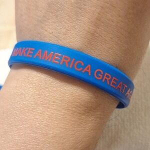 Trump 47th Make America Great Again Blue Silicone Wristband Bracelet 8in